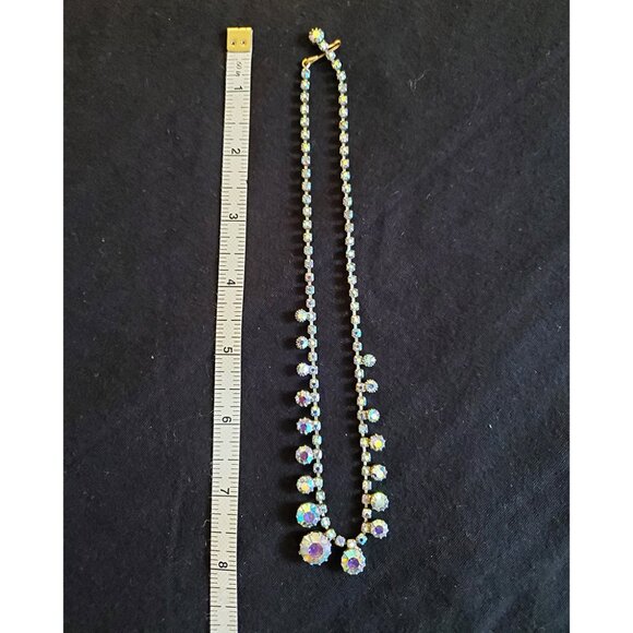 Vintage Mid-Century Aurora Borealis Choker in AB Crystal, Art Deco Style - Picture 7 of 8